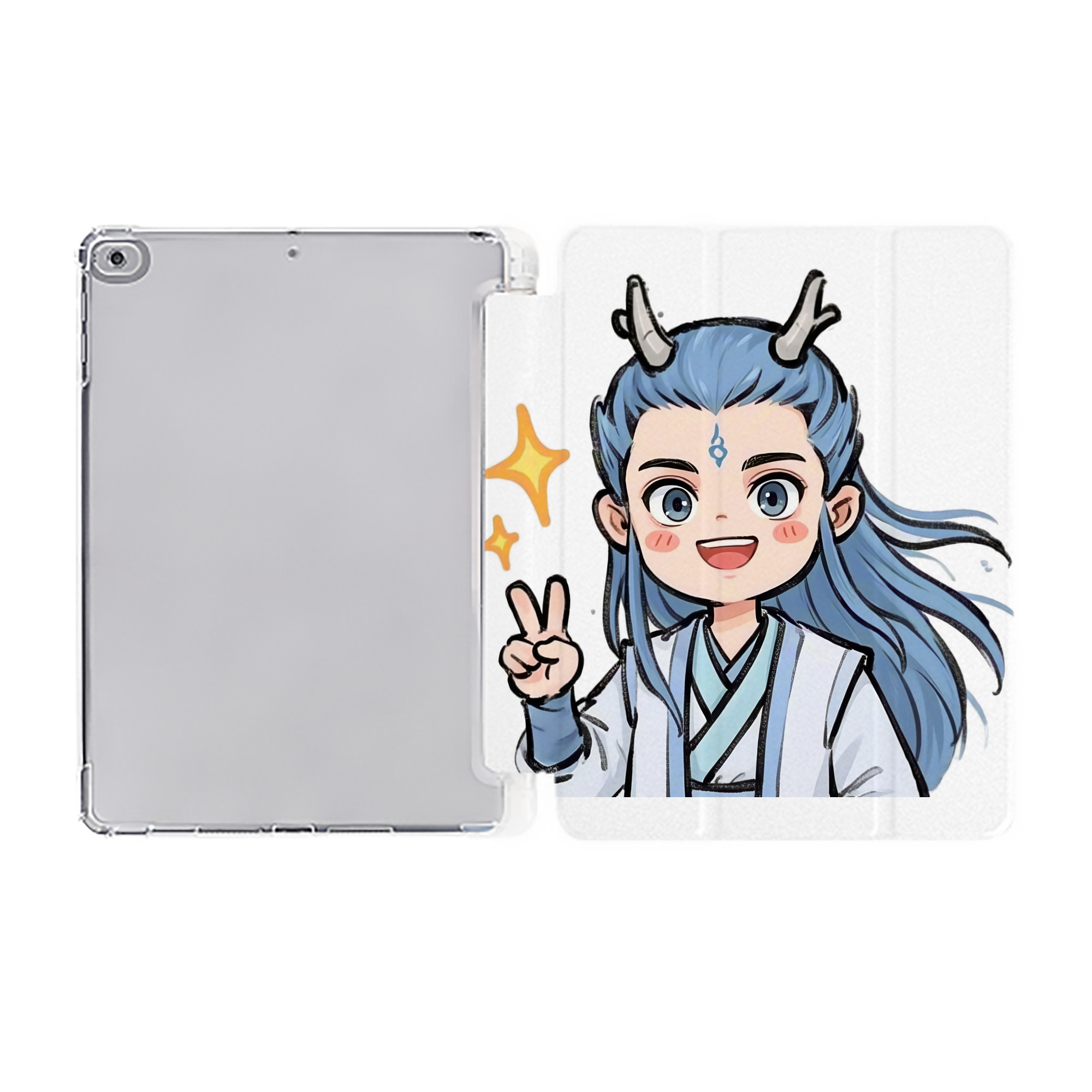 Ne Zha 2 ナタ 魔童の大暴れ IPad ケース ペン収納付き 三つ折りスタンド PUレザー×シリコン 対応機種9.5/10.5/10.9インチ